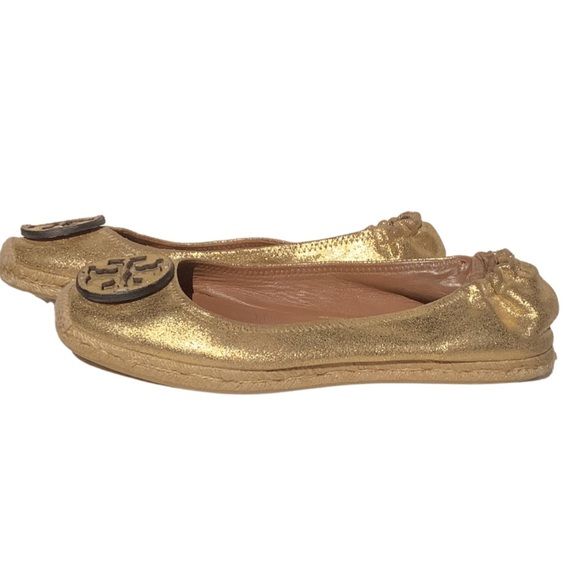 Tory Burch Reva Metallic Gold Leather Espadrilles - Picture 3 of 8